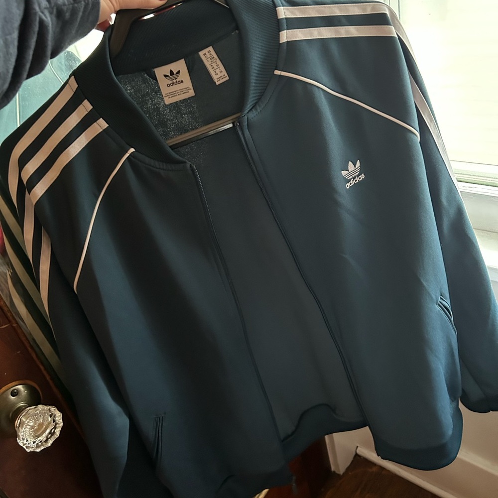 adidas Originals Women's Teal and White Short Sleeve Tee